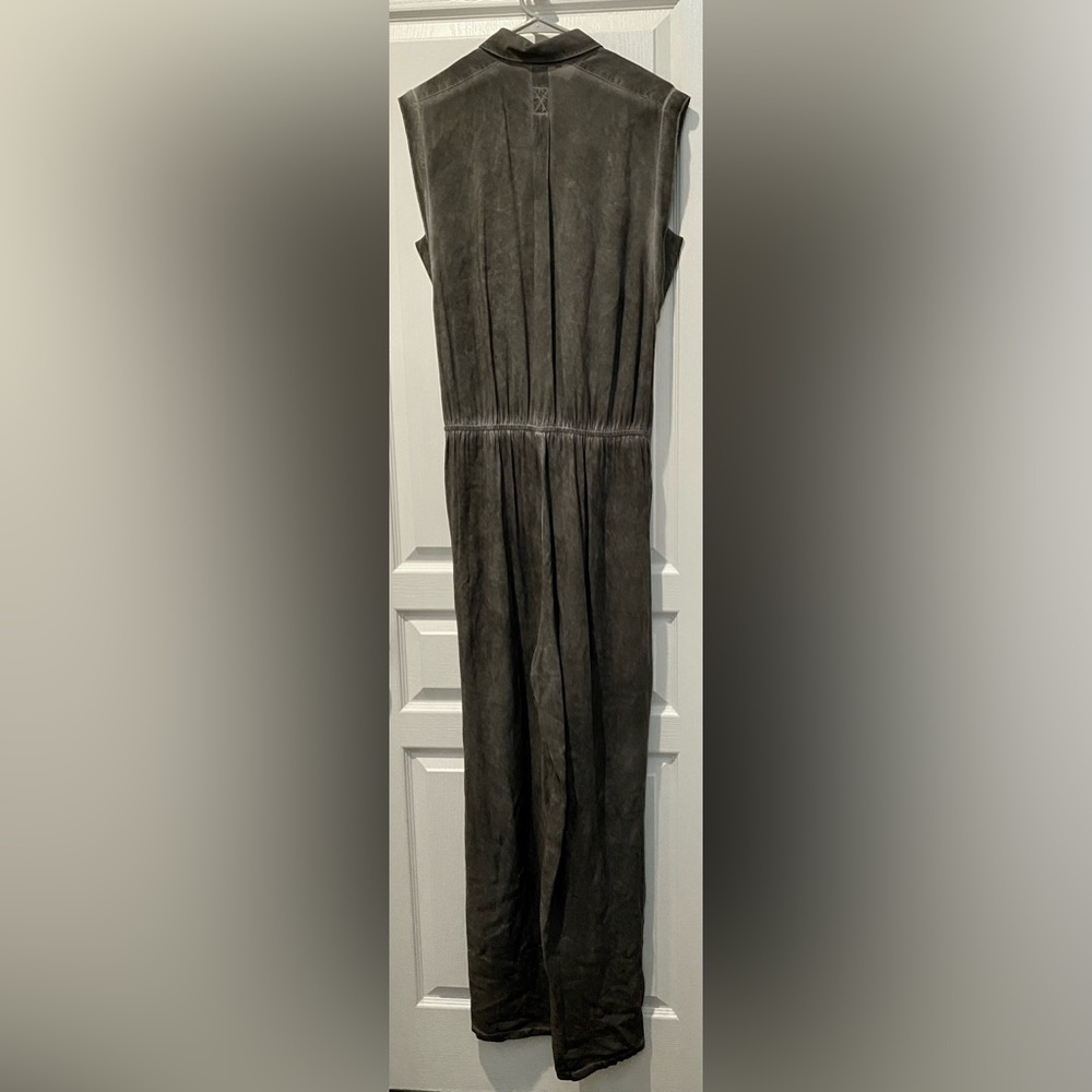Soft Surroundings Camilla Jumpsuit Front Tie Button Charcoal Black - Picture 5 of 7